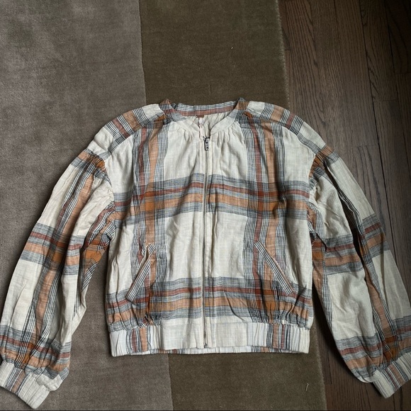 Free People Mattie Plaid Bomber Jacket 